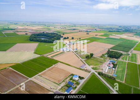 Ishikari Plain and Ishikari River, Bibai City, Hokkaido, Japan Stock Photo