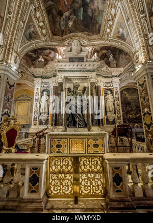 La Cripta. The Crypt below the Cathedral. The Monumental complex of st Andrew in Amalfi, Italy. Stock Photo