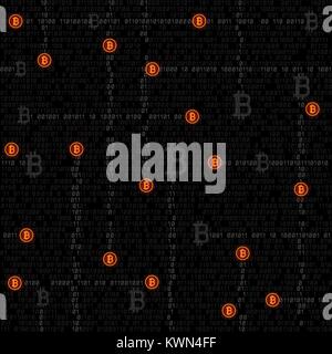 bitcoin mining code texture Stock Vector