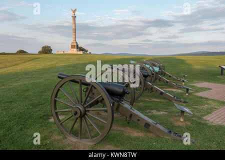 Line of cannon on the Antietam National Battlefield, Maryland, United States. Stock Photo