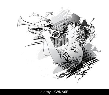 Jazz trumpet player - vector illustration Stock Vector Image & Art - Alamy