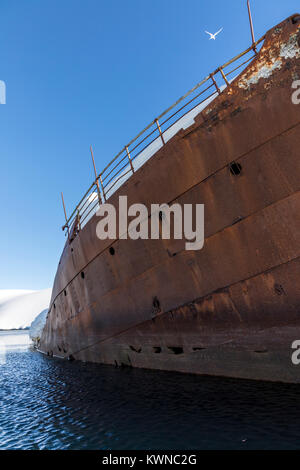 Norweigan whaling shipwreck; Gouvenoren; Enterprise Island; Antarctica Stock Photo