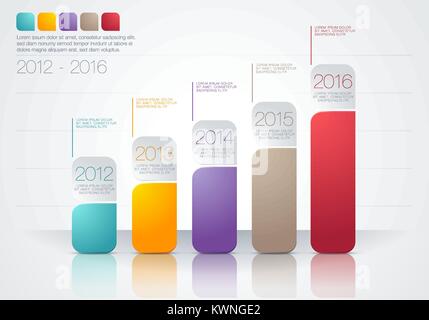 vector illustration modern infographic diagram with bars in different color, text and icons. perfect for presentation, web and charts Stock Vector