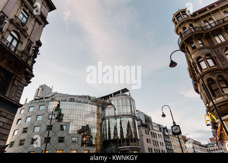 Vienna,  Austria - August 16, 2017: Low angle view of buildings in Stephansplatz. It is a square at the geographical centre of Vienna Stock Photo