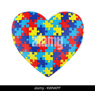 Puzzle Heart Autism Awareness Isolated Stock Photo