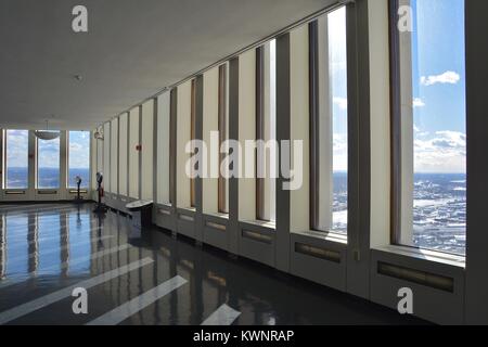 Interior of the Corning Tower 42nd floor Observation Deck at the Capitol Plaza in New York State's capital Albany, Upstate NY, USA Stock Photo