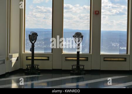 Interior of the Corning Tower 42nd floor Observation Deck at the Capitol Plaza in New York State's capital Albany, Upstate NY, USA Stock Photo