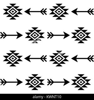 Aztec seamless vector pattern with arrows, Indian navajo fabric design, Tribal art Stock Vector