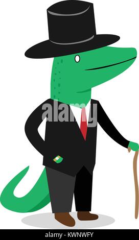 Business crocodile in suit, vector cartoon character Stock Vector