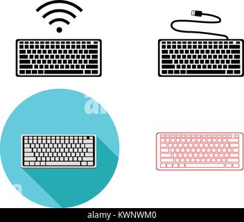 Set of wireless and USB Keyboard icons, vector design Stock Vector