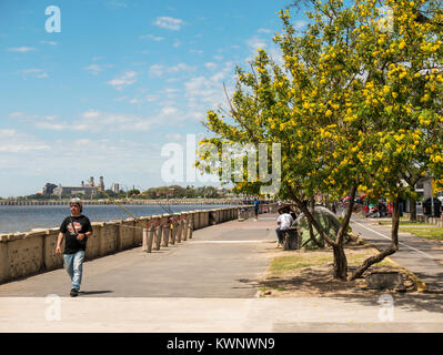 People at outdoor park along coast near Aeroparque Jorge Newbery; Buenos Aires; Argentina Stock Photo