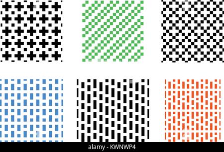 Set of Seamless pixel pattern on white, vector design Stock Vector