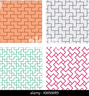 Seamless red brick pattern in asian style, vector design Stock Vector