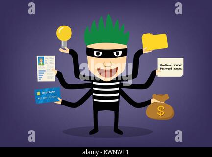 Thief infographic. Hackker can hack every thing, vector Stock Vector