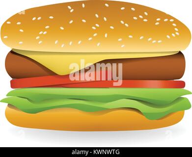 3D Hamburger, side view, vector design Stock Vector