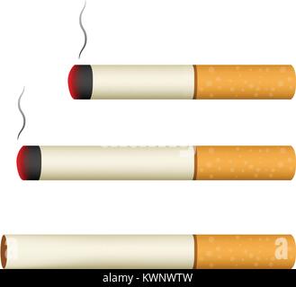 Isolated Cigarette on white in 3D style, vector design Stock Vector