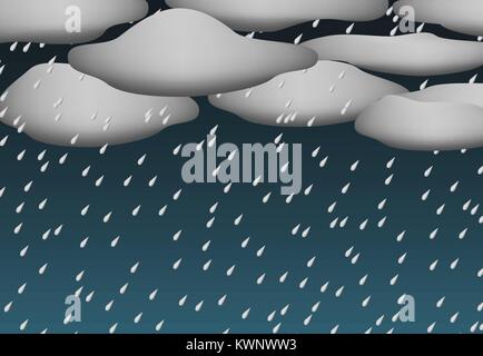Heavy rain and dark sky in 3D style, vector design Stock Vector