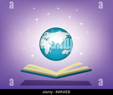 Open book, open world, vector design Stock Vector
