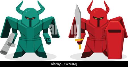 Front view, Soldier Humanoid robot for war, vector design Stock Vector