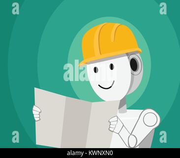 Engineer Humanoid robot in vector cartoon design Stock Vector