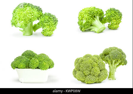 Group of fresh raw broccoli isolated on a white cutout Stock Photo