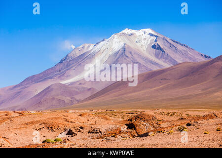 Ollague volcano, view from the east, the Bolivian side. Stock Photo