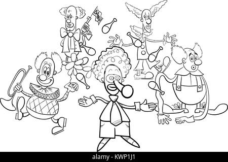 black and white cartoon clowns characters big set Stock Vector Image ...