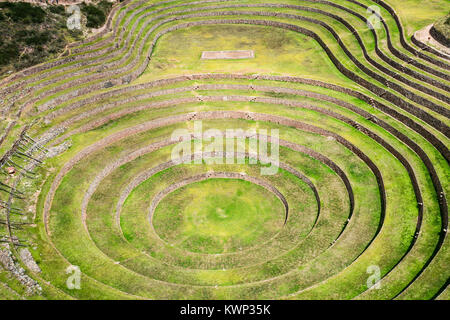 Moray inca ruins is an archaeological site near Cusco in Peru Stock Photo