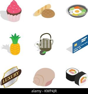 Cupcake icons set, isometric style Stock Vector