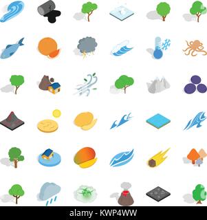 Disaster icons set, isometric style Stock Vector