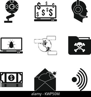 Cyberbullying icons set, simple style Stock Vector