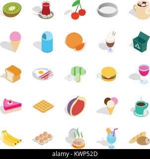 Make a breakfast icons set, isometric style Stock Vector