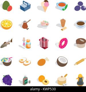 Prepare breakfast icons set, isometric style Stock Vector