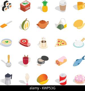 Mastery of cooking icons set, isometric style Stock Vector