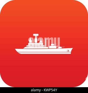 Warship icon digital red Stock Vector