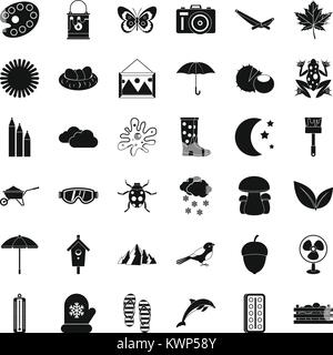 Landscape icons set, simple style Stock Vector