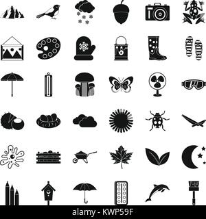 Mitten icons set, simple style Stock Vector