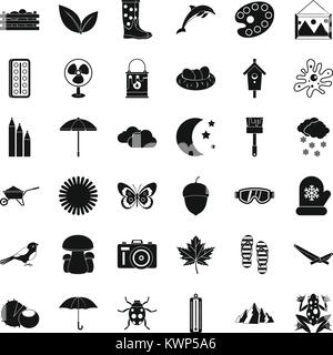 Autumn icons set, simple style Stock Vector