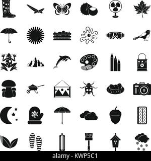 Summer icons set, simple style Stock Vector