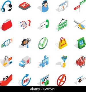 Auction icons set, isometric style Stock Vector