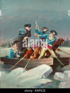 George Washington Crossing the Delaware during the American Revolution Stock Photo