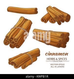 cinnamon sticks vector set on white background Stock Vector