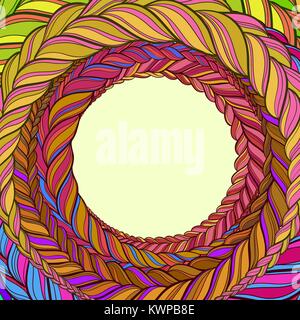 vector frame with braid hair color circle pattern Stock Vector