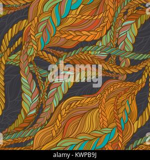 vector color seamless pattern with braid hair Stock Vector