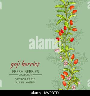 goji berries vector pattern on color background Stock Vector