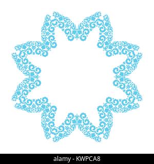 Blue snowflake made with ornament elements Stock Vector