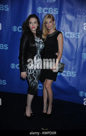 NEW YORK, NY - MAY 18: Kat Dennings Beth Behrs  attends the 2011 CBS Upfront at The Tent at Lincoln Center on May 18, 2011 in New York City.   People:  Kat Dennings Beth Behrs Stock Photo