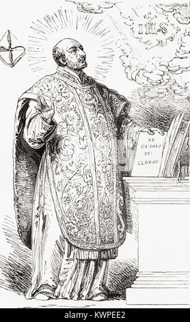 Saint Ignatius of Loyola , 1491 - 1556.  Spanish Basque priest and theologian, founder of the religious order called the Society of Jesus.  From Ward and Lock's Illustrated History of the World, published c.1882. Stock Photo