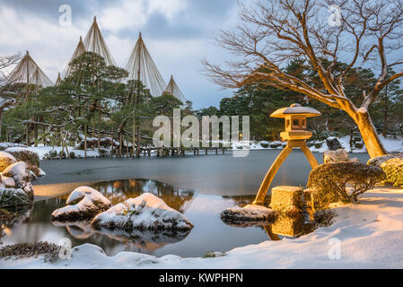 Kanazawa, Ishikawa, Japan winter gardens. Stock Photo