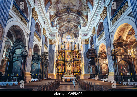 Interior of Basilica of Visitation of Blessed Virgin Mary in Swieta Lipka village in Ketrzyn County, Warmian-Masurian Voivodeship of Poland Stock Photo